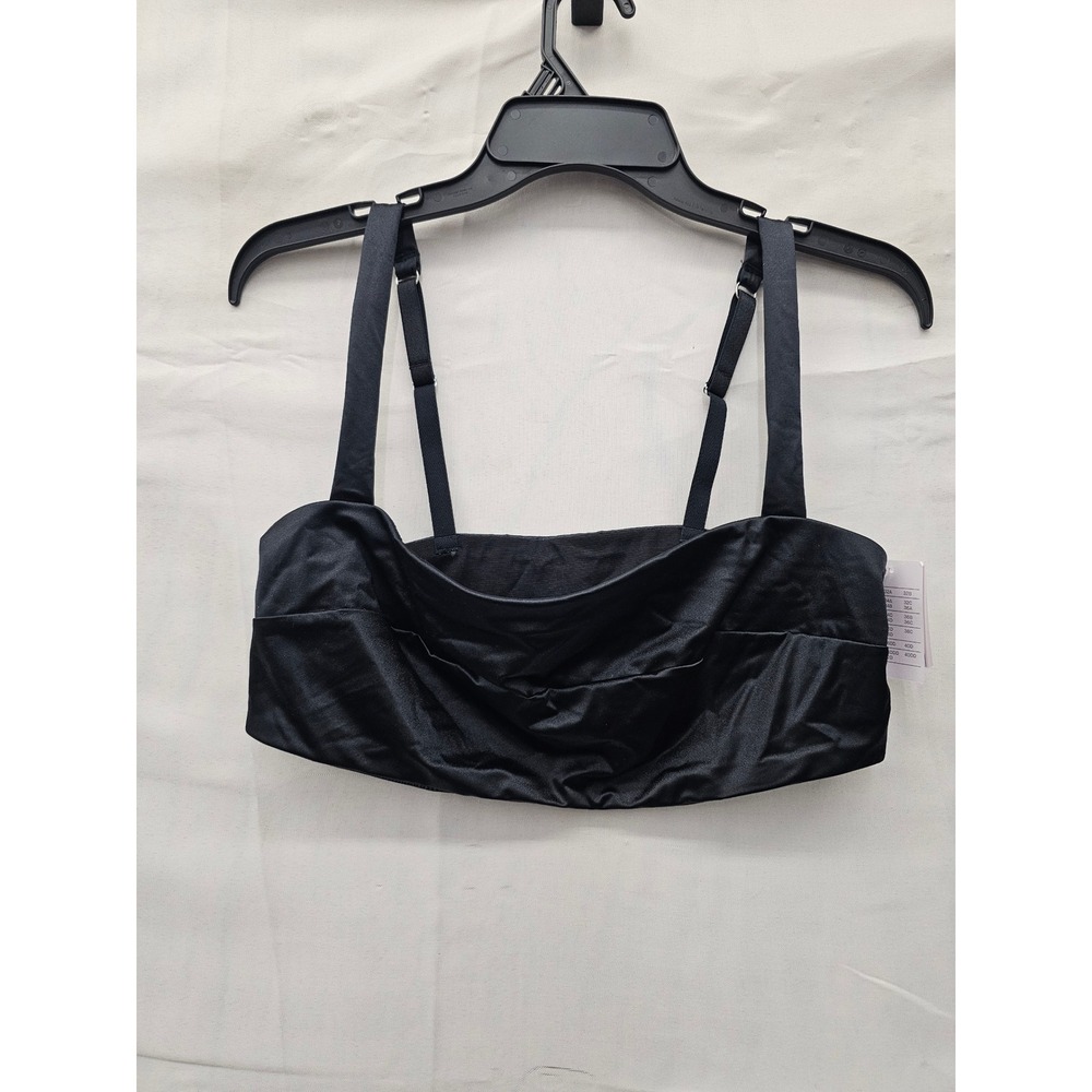 Auden Womens Satin Bandeau Bralette Black Nylon Blend Lined Wireless Size XL